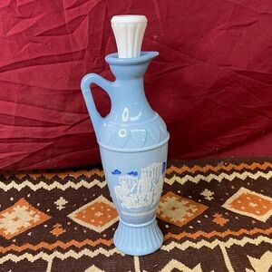 VTG 1961 Grecian Thinkers Greek Philosophers Blue Milk Glass Jim Beam Decanter